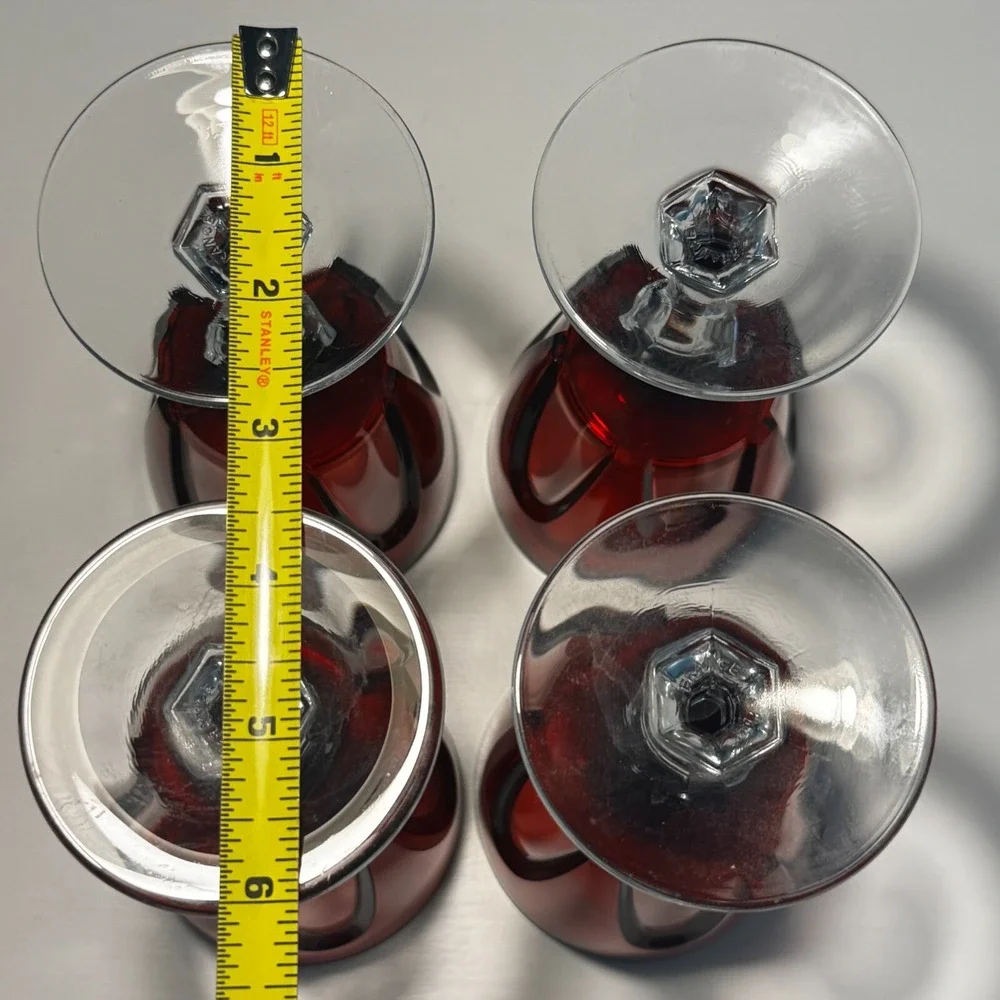 Vintage Cristal D'Arques Durand Gothic Arch Ruby Red Wine‎ Glass 5 7/8